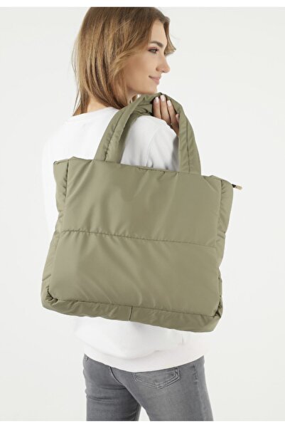 Klas Kadın Yeşil Kabartmalı Puf Kumaş Omuz Çanta