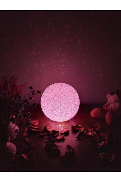 kutusuyla Yıldız Saçan Led Işıklı Beyaz Renk Değiştiren Dolunay Gece Lambası