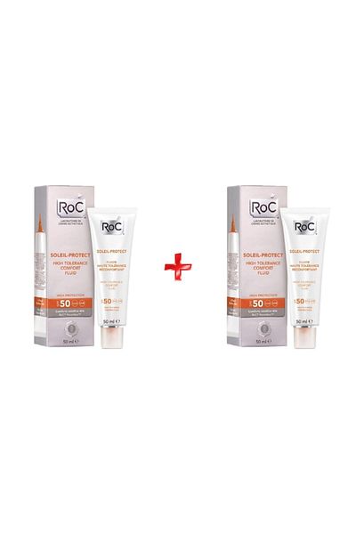 Roc Sunscreen for Sensitive Skin -soleil Protect High Tolerance Comfort Fluid Spf 50 2 Pieces