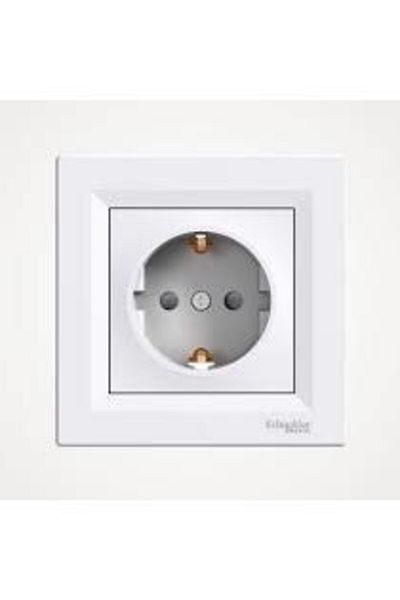 Schneider Electric مقبس مؤرض بإطار أبيض من Schneider Asfora Eph 2970121