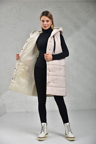 ECRİN MODA Kadın Kapüşonlu Şişme Yelek