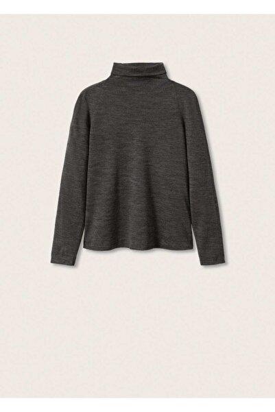 MANGO Woman Women's Medium Melted Gray Turtleneck Long Sleeve T-Shirt