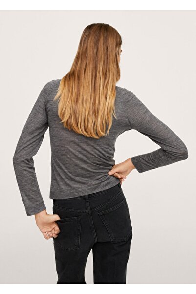 MANGO Woman Women's Medium Melted Gray Turtleneck Long Sleeve T-Shirt