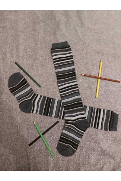 Mirayavm Черен и сив раиран чорапи