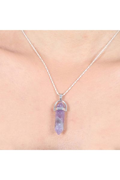 Mystic Energy Natural Stone Amethyst Nail Cut Necklace |   Gift Natural Stone |   Gift Natural Stone