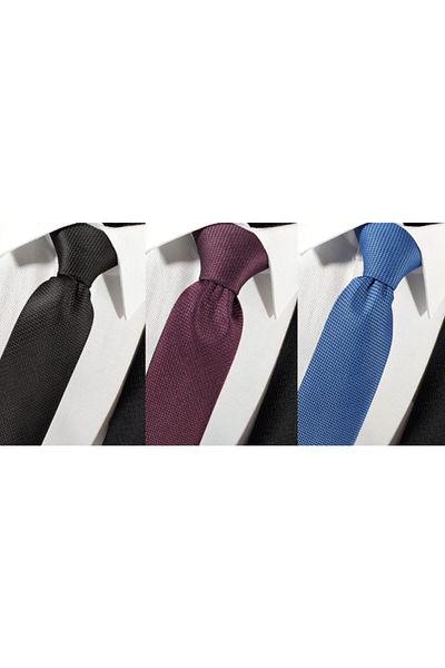 BLC Basic Line Co. Black Plum Indigo 3 Pack Dobby Tie Handkerchief Set
