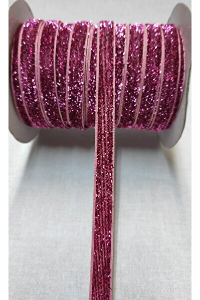 ATMACA TUHAFİYE 1 εκ. Glitter Velvet Ribbon - Glitter Velvet Ribbon - Σκούρο Ροζ (3 ΜΕΤΡΑ) Χριστουγεννιάτικο Στολίδι – Κορδέλα – Κουρδ