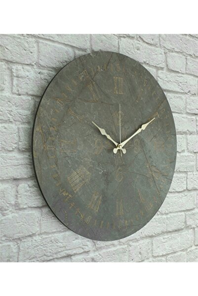Markakanvas Mermer Desenli , Altın (gold) Renk Çizgi Rakamlı Duvar Saati Çap ...