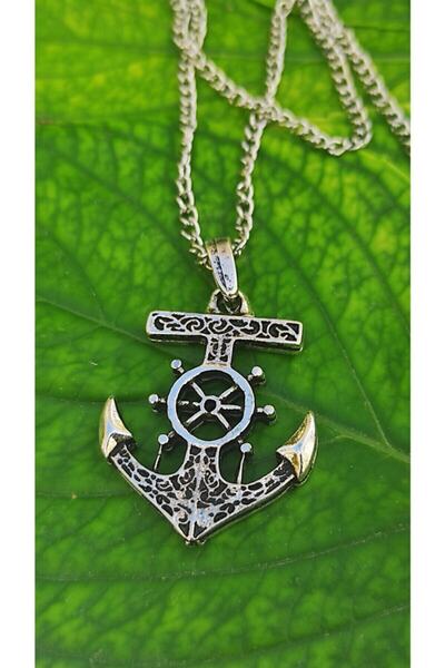 Therapy Aksesuar Gümüş Kaplama Denizci Çapa Erkek Kolye