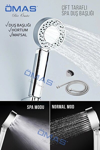 ÖMAS Otomasyon Çift Taraflı Şampuan Hazneli Duş Başlığı, Spa Masaj Özellikli ...