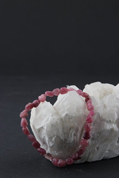 OSMANLI DEĞERLİ TAŞ Sertifikalı Pembe Turmalin Doğal Taş Bileklik Naturel Kesim