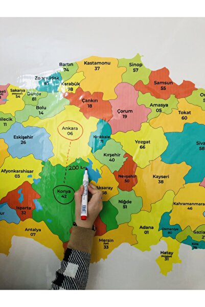 Tutunabilir Kağıt Türkiye Haritası Statik Akıllı Kağıt Tahta Yazı Tahtası Özel Baskı Renkli Ve Yazı Tahtası Kalemi