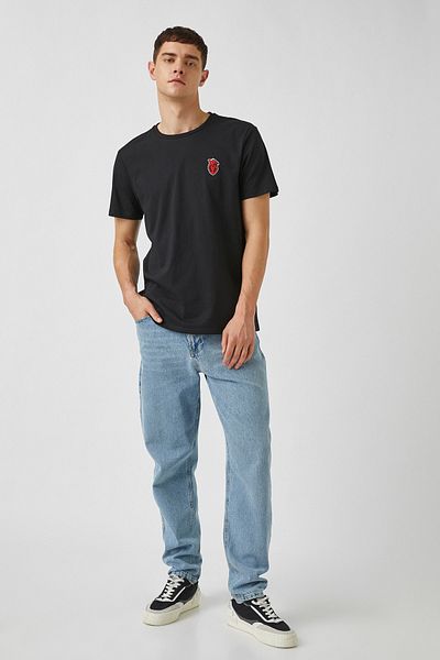 Koton Tricou negru pentru bărbați 2YAM11660HK