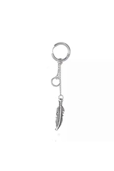 Köstebek Gothic Punk Double Hoop Feather Earrings