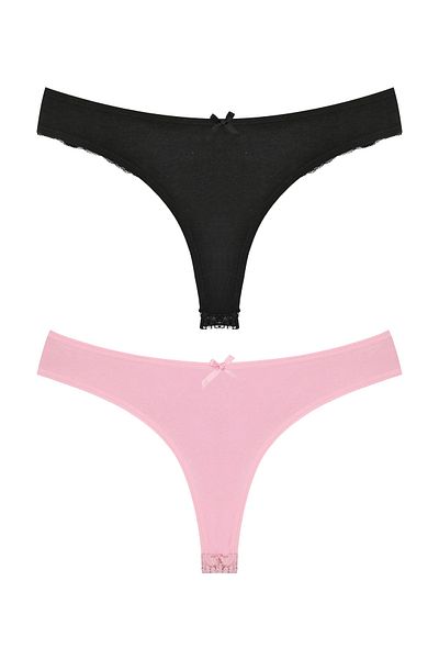 Zena Cotton Lace String Women's Panties - Set of 2
