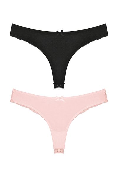 Zena Cotton Lace String Women's Panties - Set of 2