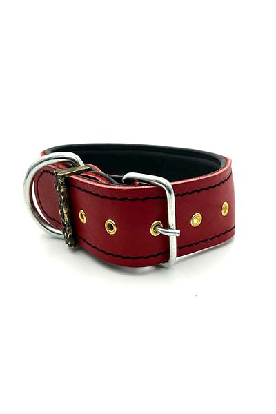 Tasma Market Soft Textured Red Leather Dog Collar