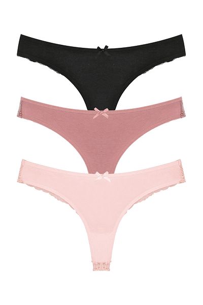 Zena Cotton Lace String Women's Panties - Set of 3