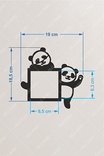 Diji Wood Panda Dekor Çocuk Odası Priz Çerçevesi