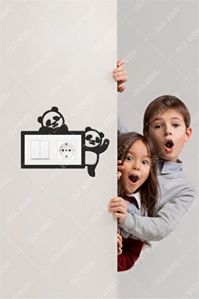 Diji Wood Panda Dekor Çocuk Odası Priz Çerçevesi