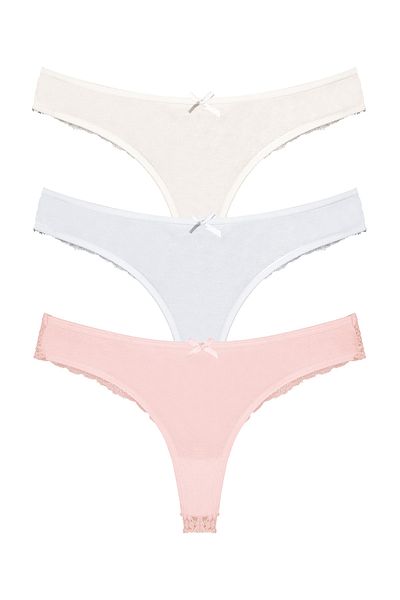 Zena Cotton Lace String Women's Panties - Set of 3