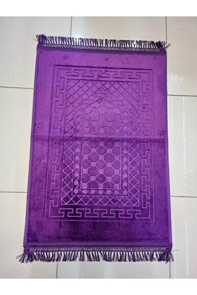 ZemzemHac سجادة صلاة قطيفة فاخرة باللون الأرجواني