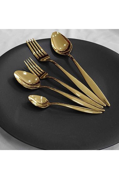 BRONDOFF Carmen 48 Piece Titanium Gold Cutlery Set Without Knife - Tea Spoon
