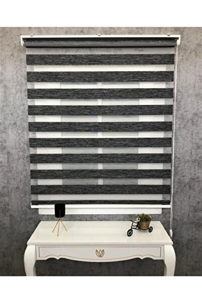 İREMKARAHOME Bambu Raks Koyu Gri Zebra Perde