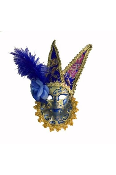 5DM Tüylü Dekoratif Seramaik Maske Mavi Renk