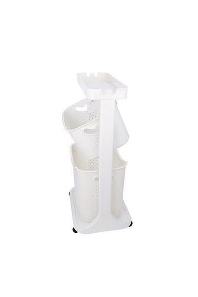 ELDİPA Tp748 Καλάθι οργάνωσης White Katkat Καλάθι 2 επιπέδων Καλάθι παιχνιδιών κουζίνας μπάνιου
