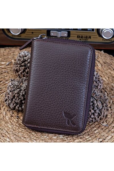 Karalı Deri Karalı Unisex Hakiki Deri Fermuarlı Kartlık Cüzdan 4 Renk Kd109