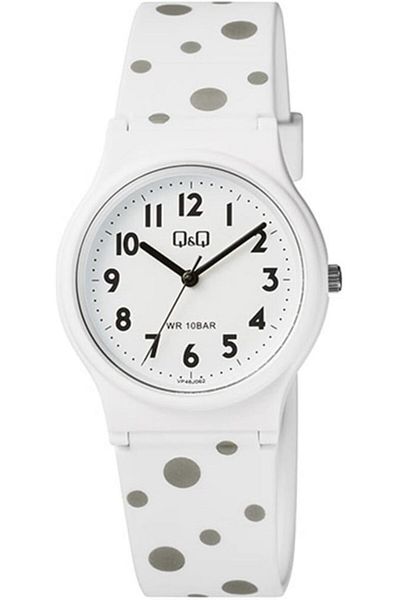 Q&Q Vp46 Polka Dot Women's Wristwatch+100 Meters Waterproof 9 Colors White
