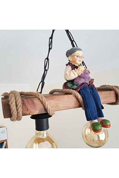 HÜMA Tasarım Dekoratif 2' Li Rustik Nigrum Halatlı Ahşap Avize (BİBLO DAHİL DEGİLDİR)