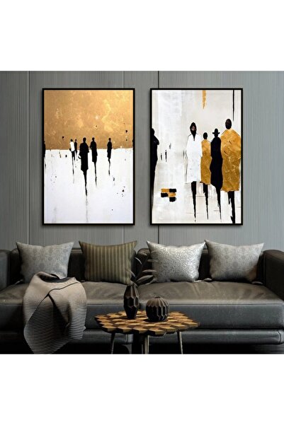 Markazip Siyah Metal Çerçeveli 50x70cm Ikili Kanvas Tablo Td100-s