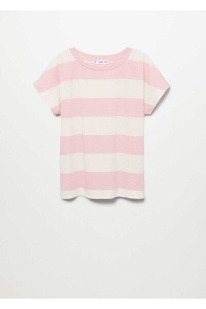 MANGO Woman Kadın Pembe Gündelik Koton Tişört