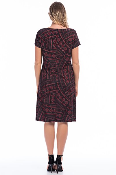 Şans Tekstil Women's Burgundy Waist Detailed Dress 26n8298