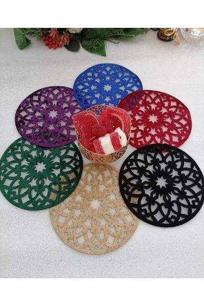 Lady Rio Cocktail Napkin, Presentation Napkin, Laser Engraving (6 Pieces) with Velvet Fabric (mixed Color)