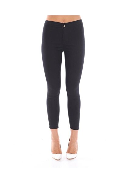 FATELLA Women's High Waist Gabardine Lycra Black Leggings Trousers