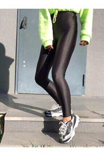 Momslab Visoki struk oporavak Black Disco ženske tajice - sjajna