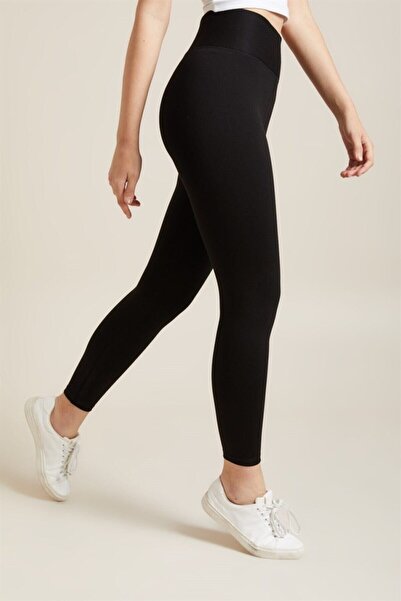 Momslab Ženske crne Visok struk čelične Pleteno leggins [3848]