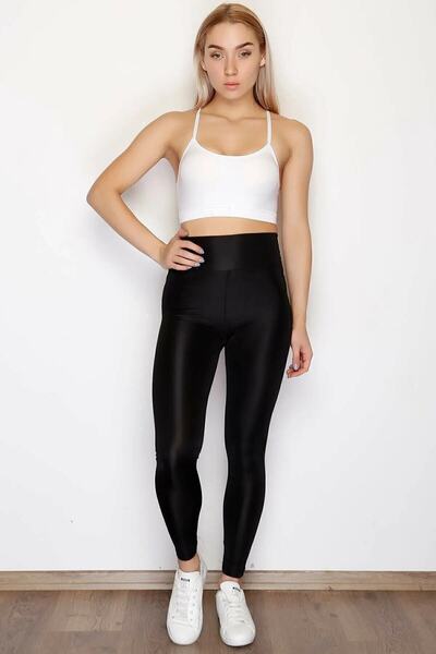 Momslab Crne Visok struk Oblikuje figuru Disko Leggings - Žene