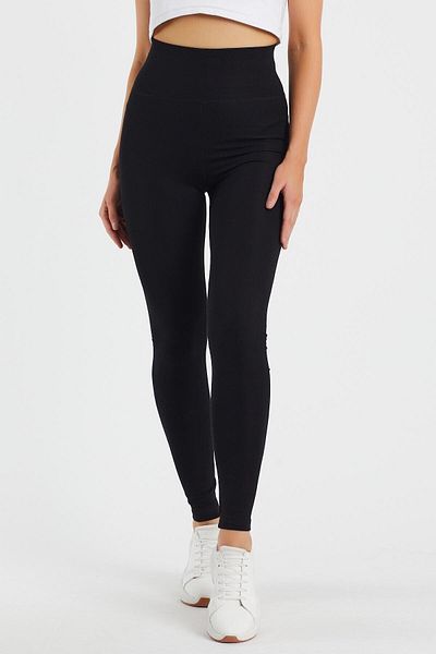 bonbonetti chocolate baby&kids Dark More Steel Tricotat Negru cu talie înaltă Leggings gros cu curea