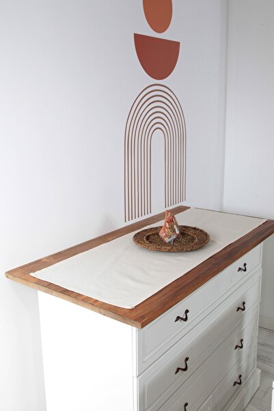 cotton maison Naturel Runner Düz Pamuk Keten Otantik 40x110 Cm