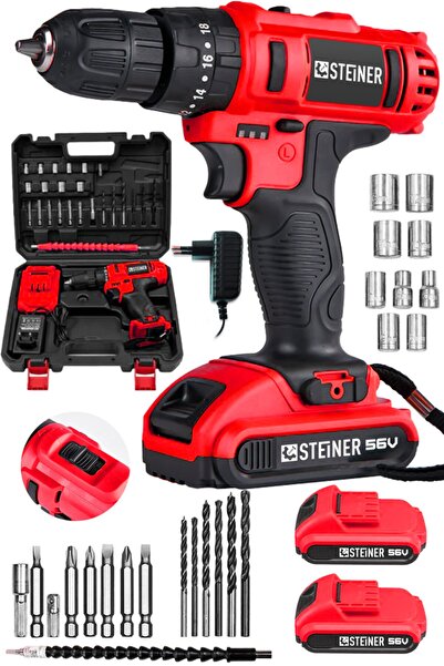STEİNER Germany Technology Darbeli 56 V 5 Ah Bakır Sargılı Çift Akülü Şarjlı ...