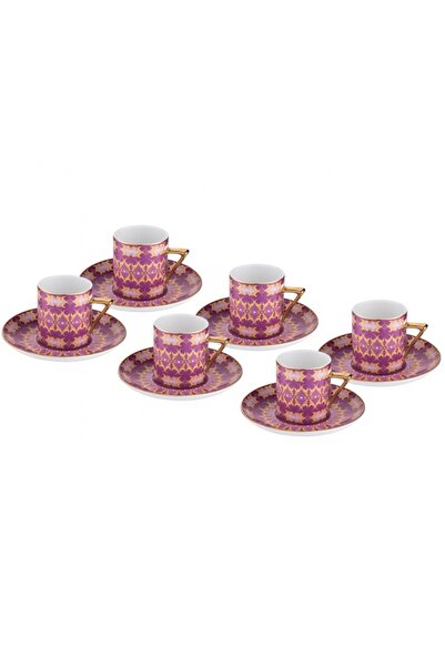 Porio İtalyan Tasarım Eflatun Renkli Türk Kahvesi Fincan Takımı Pr08-1008