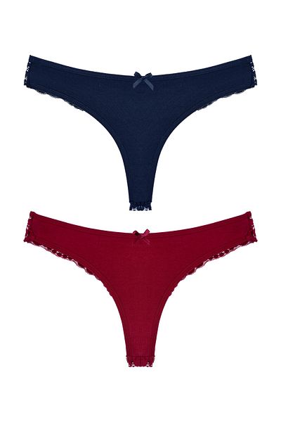 Zena Cotton Lace String Women's Panties - Set of 2