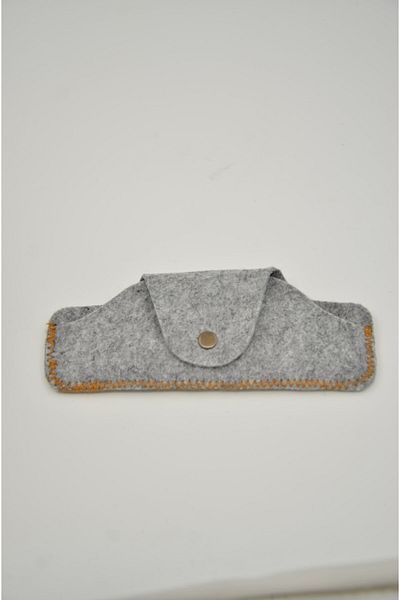 mottomia Single Gray Color Felt 100% Handmade Sun and Reading Glasses Case