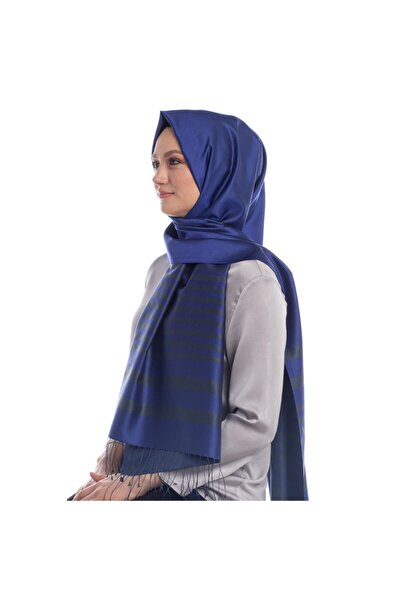 ipekevi Сакс Синій Фокус Меридіан Смугастий Шовковий Шаль