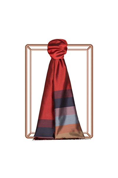 ipekevi Osmanlı Kırmızısı Elitist Çizgili Ipek Şal