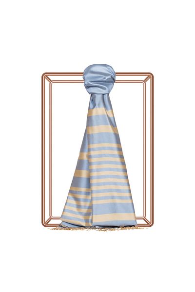 ipekevi Baby Blue Focus Meridian șal de mătase în dungi